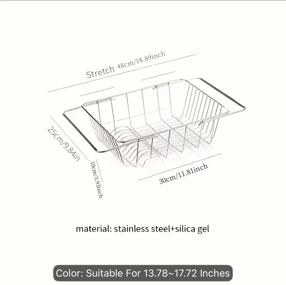 Adjustable Stainless Steel Dish Rack for Sink - photo 2