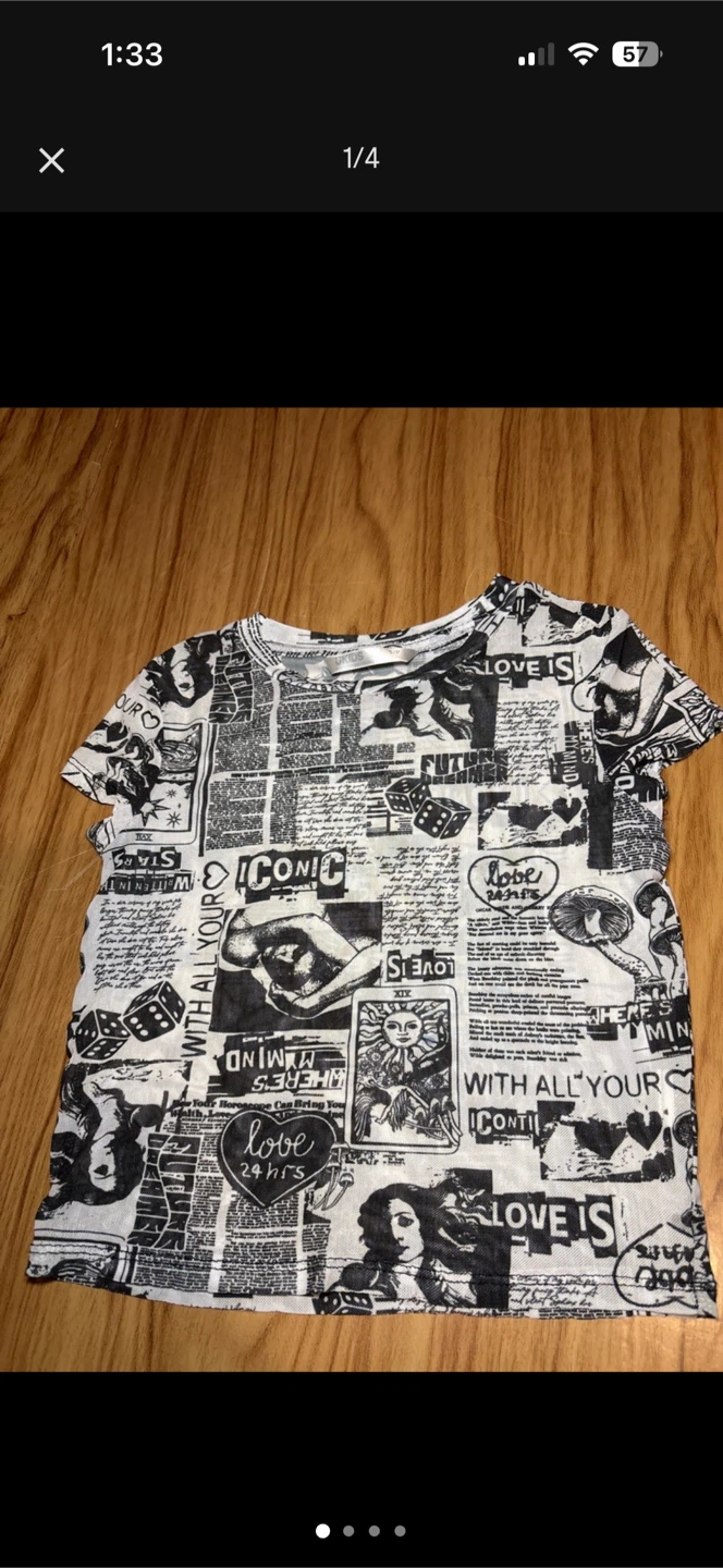 Girl’s UKIDS Newspaper Print T-Shirt szS