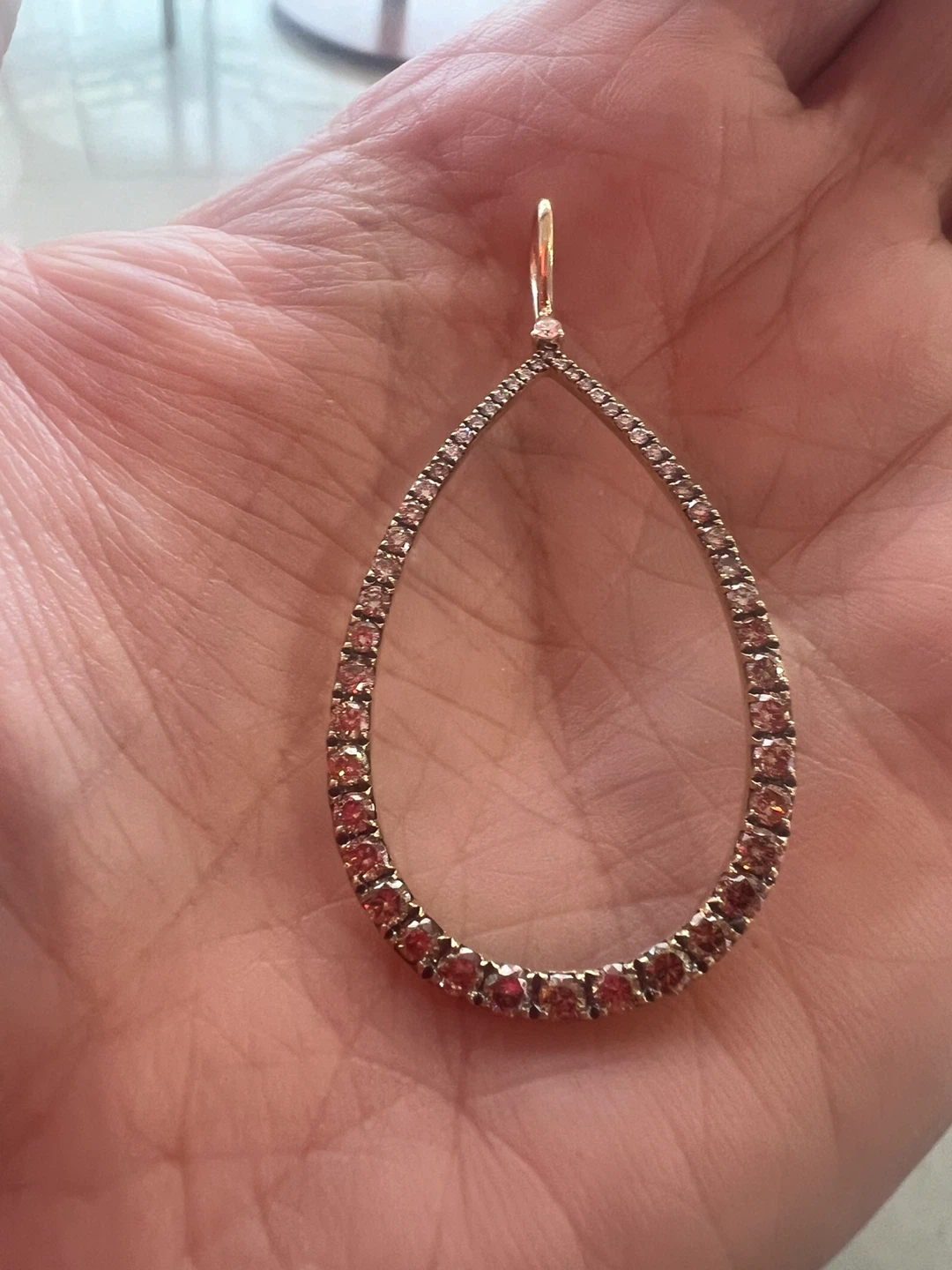 14 k Teardrop  diamond pendant . - photo 2