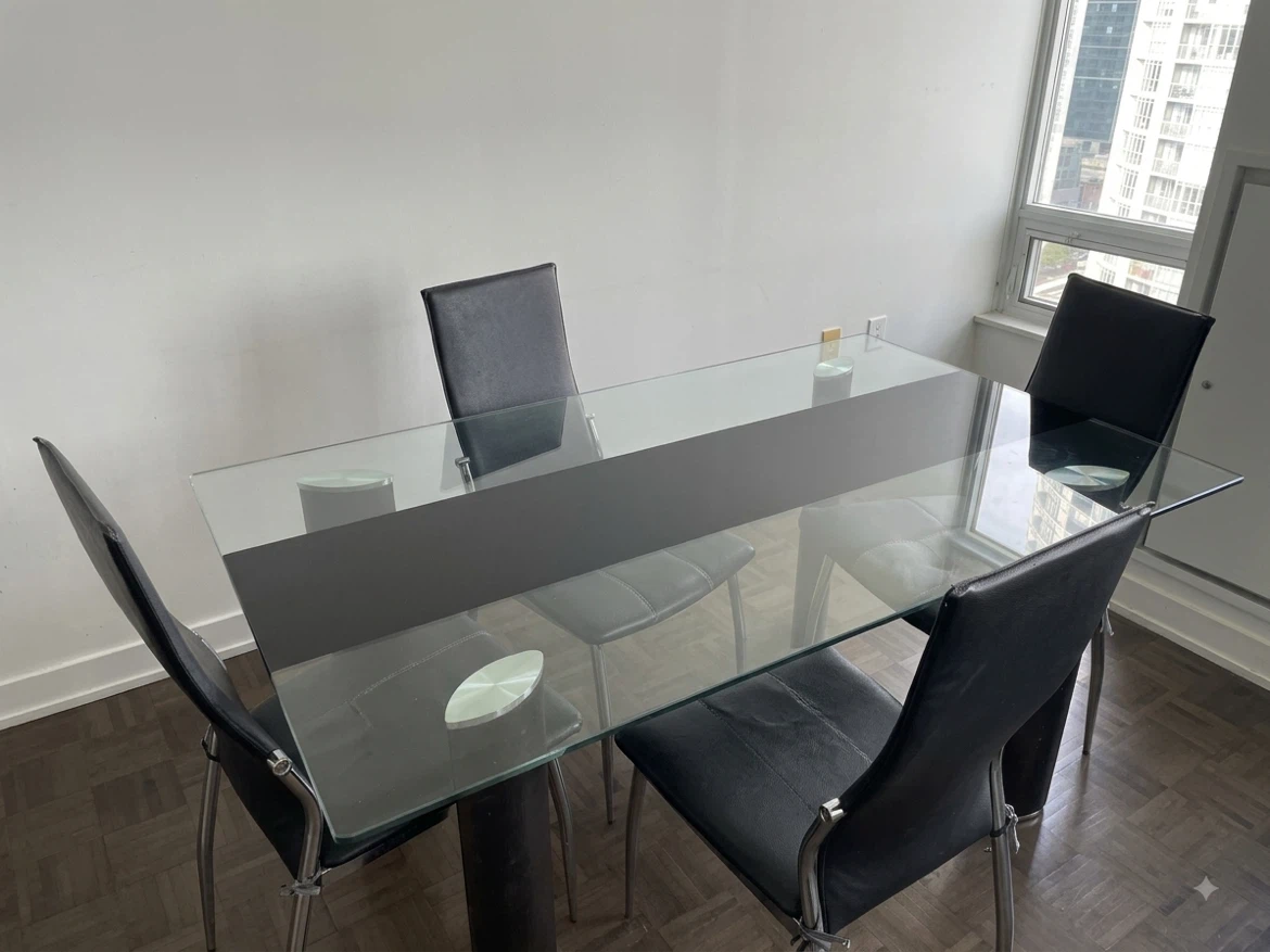 Glass Dining Table with 4 Chairs