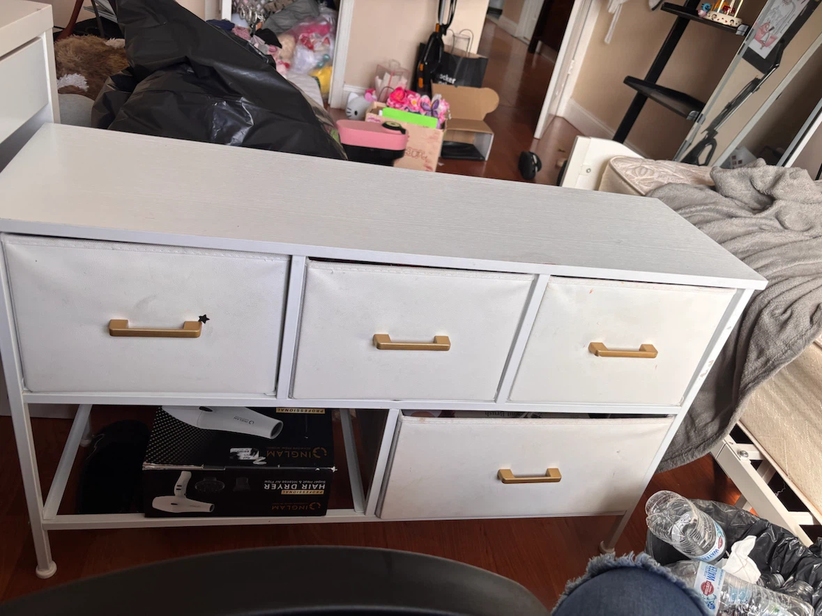 White Fabric Drawer Dresser