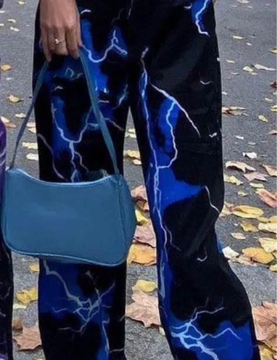 Blue Lightning Print Pants