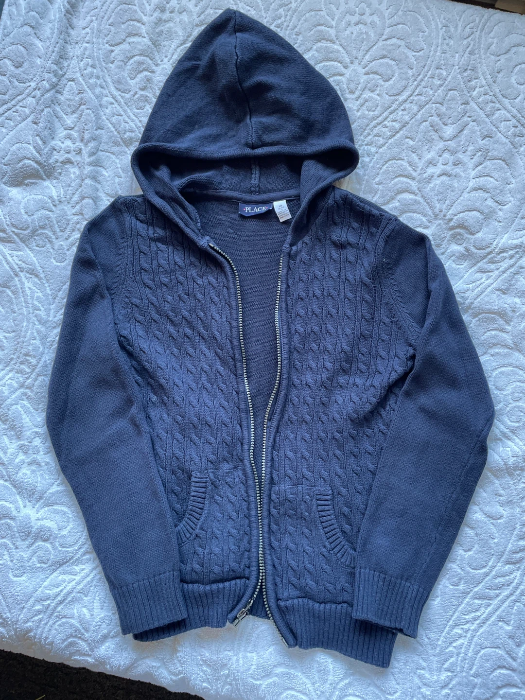The Children's Place Navy Cable Knit Zip-Up Hoodie