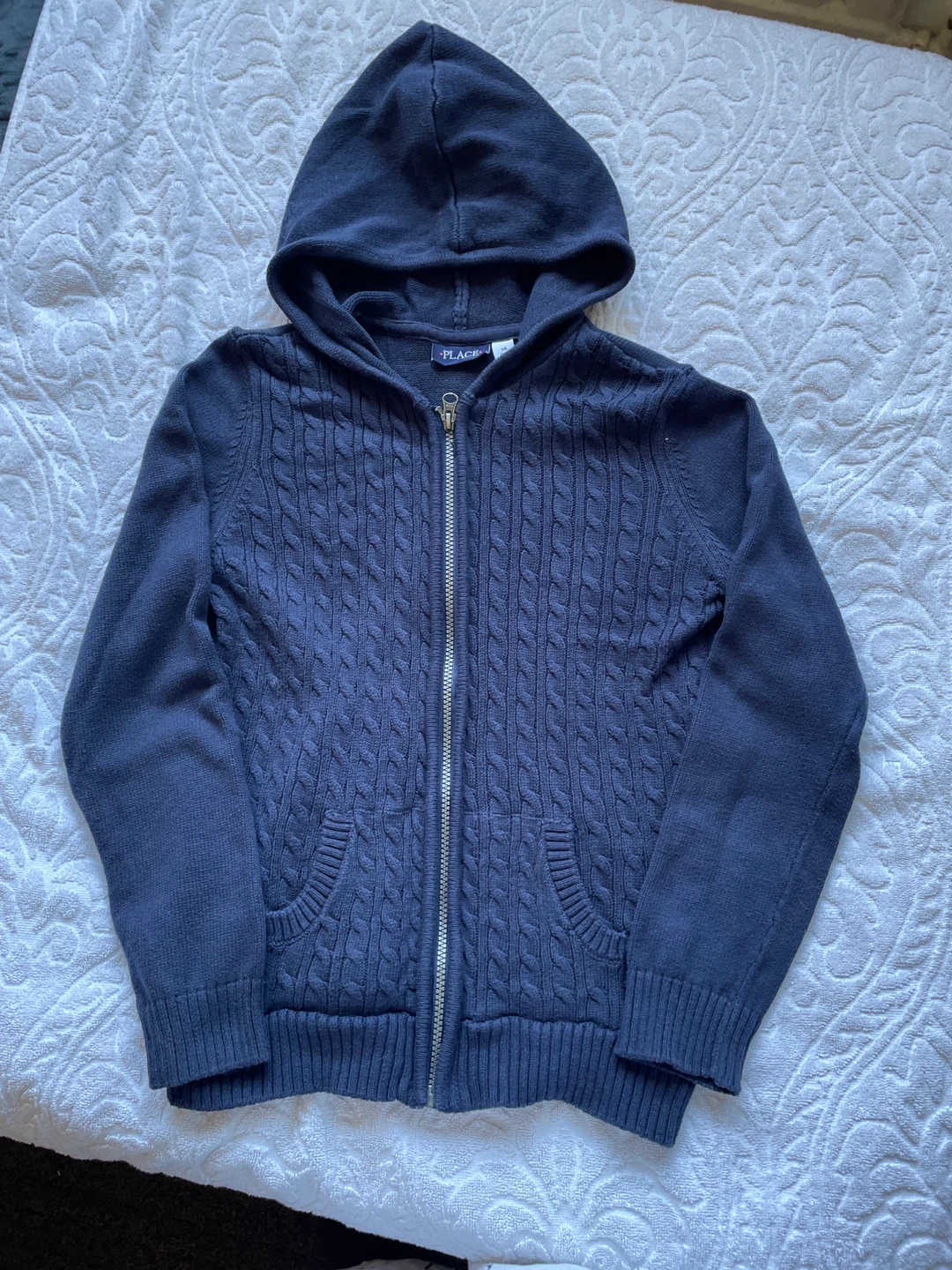 The Children's Place Navy Cable Knit Zip-Up Hoodie - photo 2