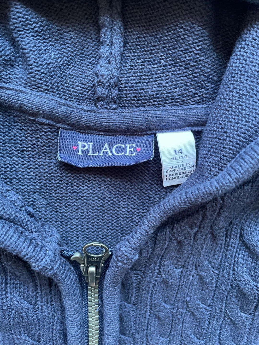 The Children's Place Navy Cable Knit Zip-Up Hoodie - photo 3