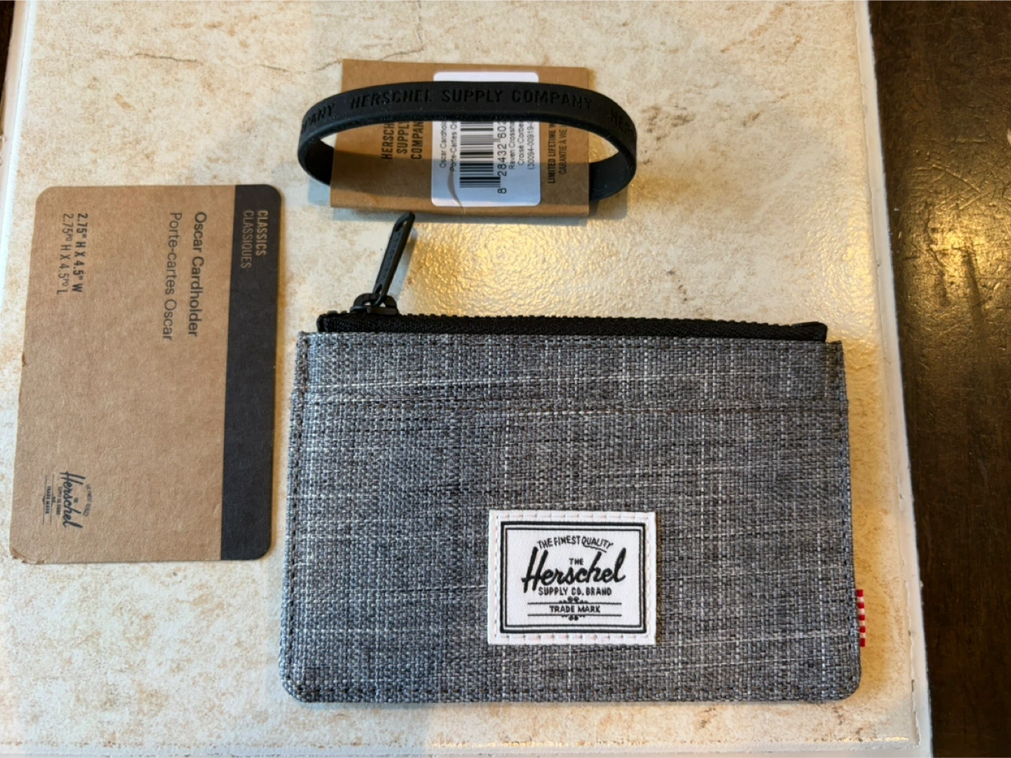 New Herschel Raven Crosshatch Oscar Cardholder Travel Wallet - photo 2