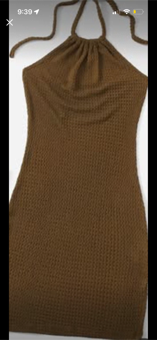 Brown Halter Neck Dress