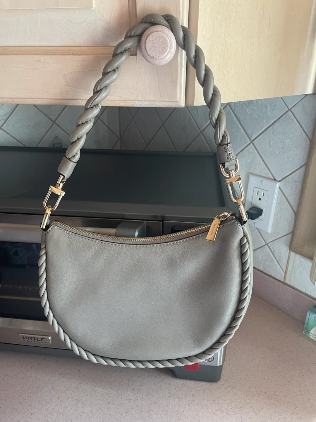 Michael Kors Grey Leather Braided Shoulder Bag - photo 2