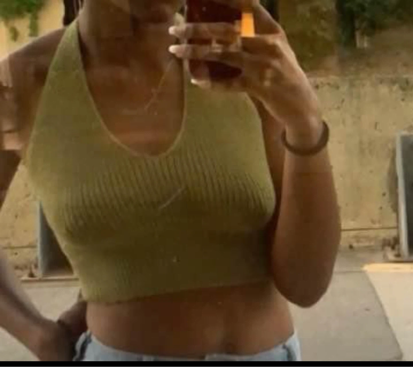 Olive Green Halter Neck Ribbed Crop Top