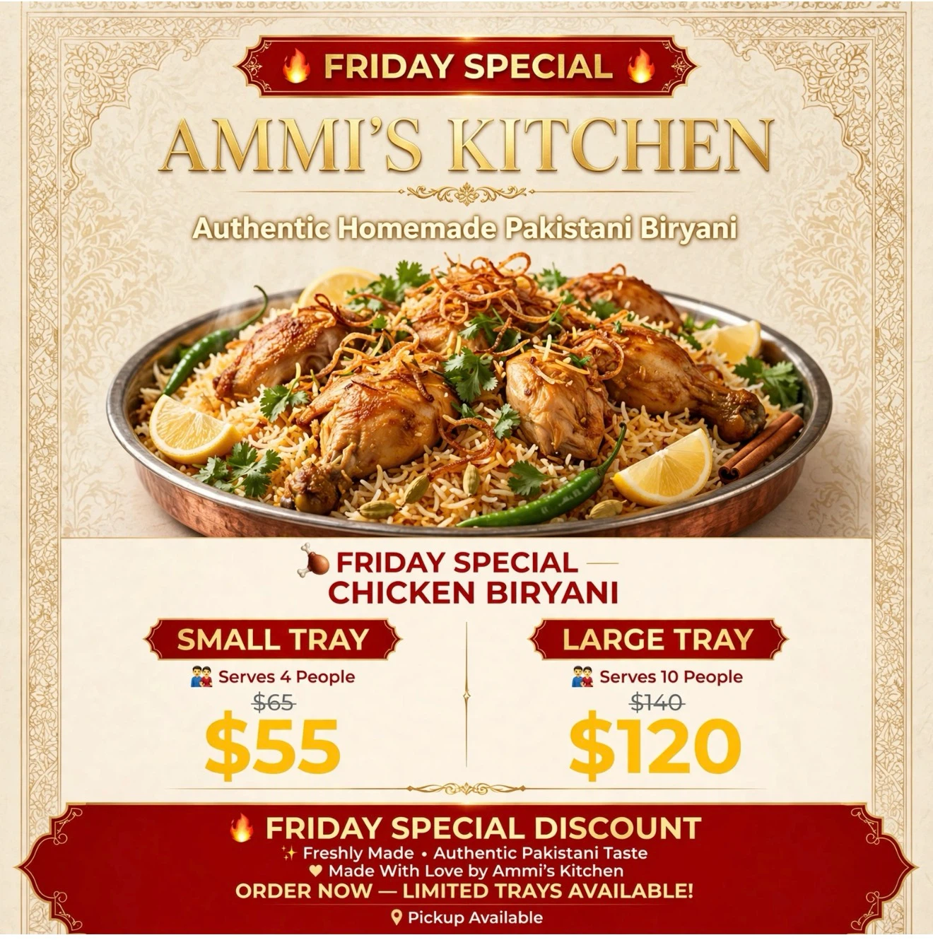 Ammi's Kitchen Friday Special Chicken Biryani - Small Tray