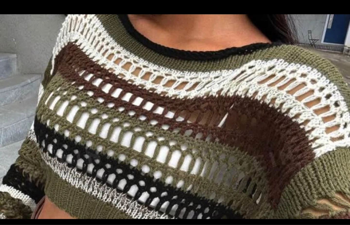 Crocheted Striped Sweater