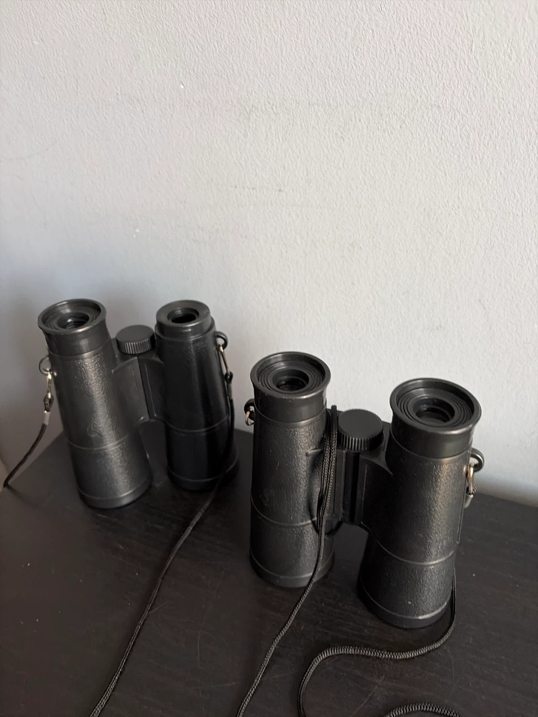 Two Black Binoculars with Straps