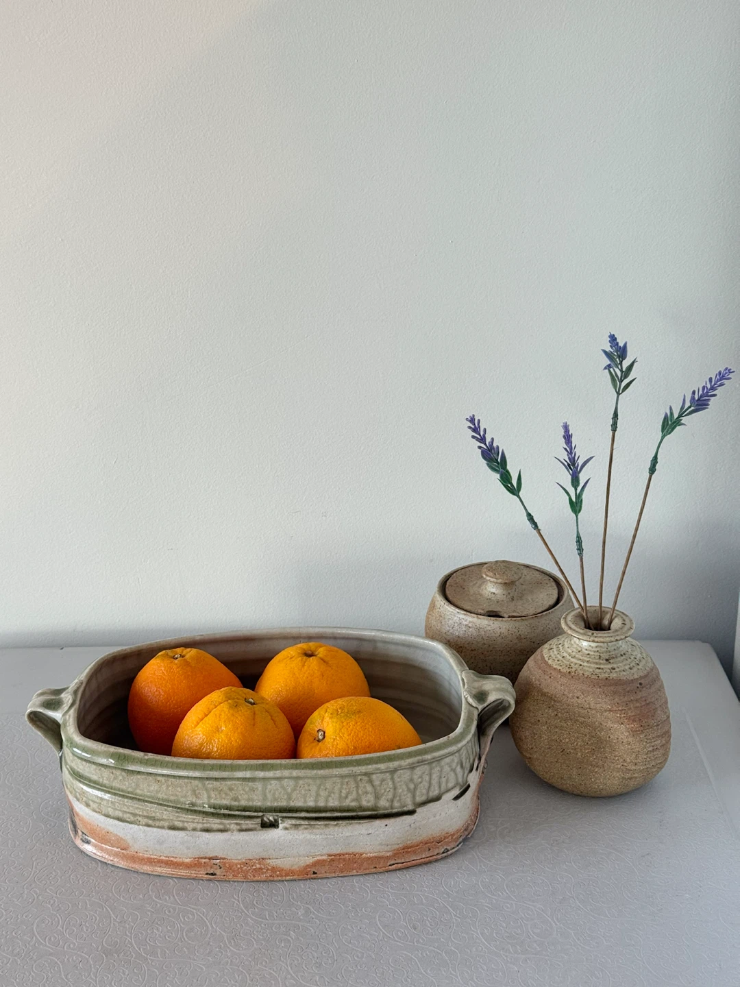 Ceramic pot, Lidded Jar, and a mini vase set - photo 2