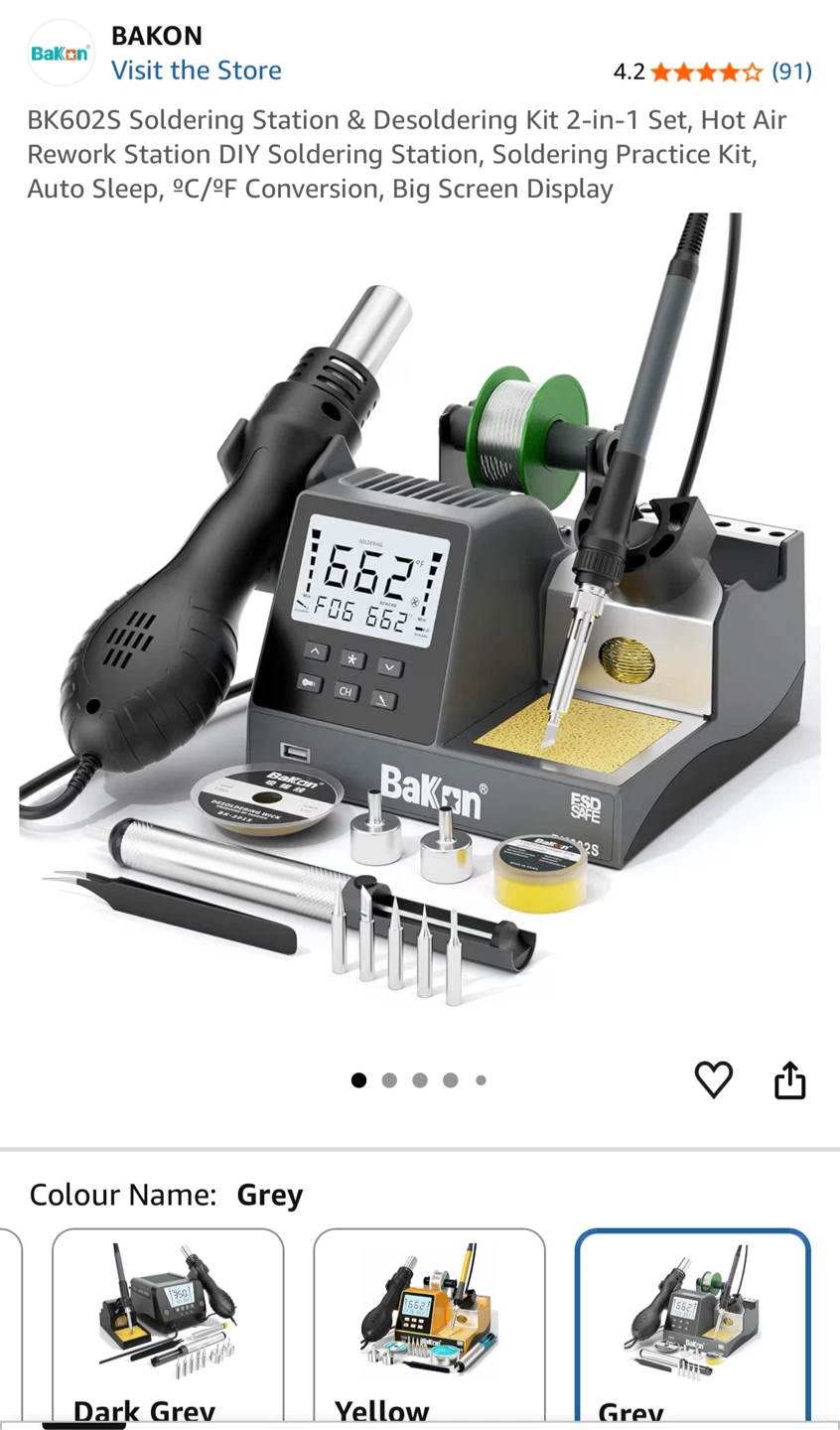 BAKON BK602S 2-in-1 Rework Station Soldering Iron Hot Air Gun