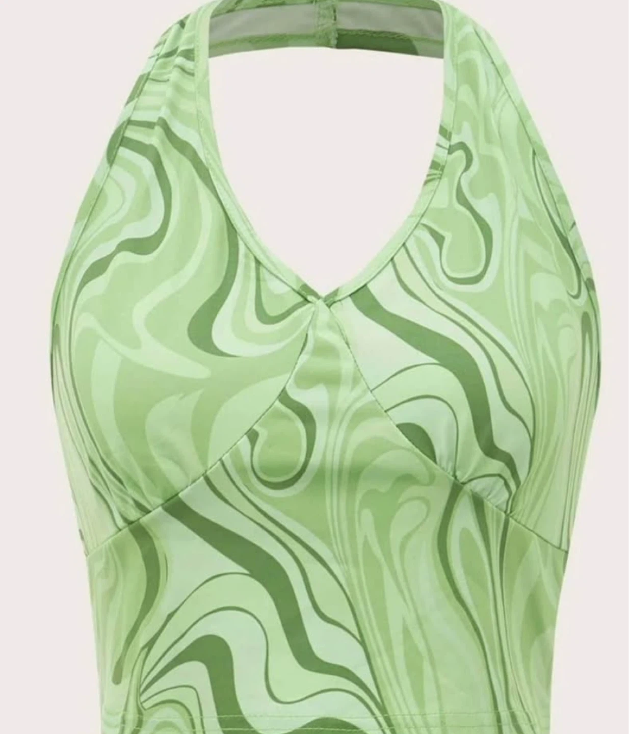 Green Swirl Halter Top