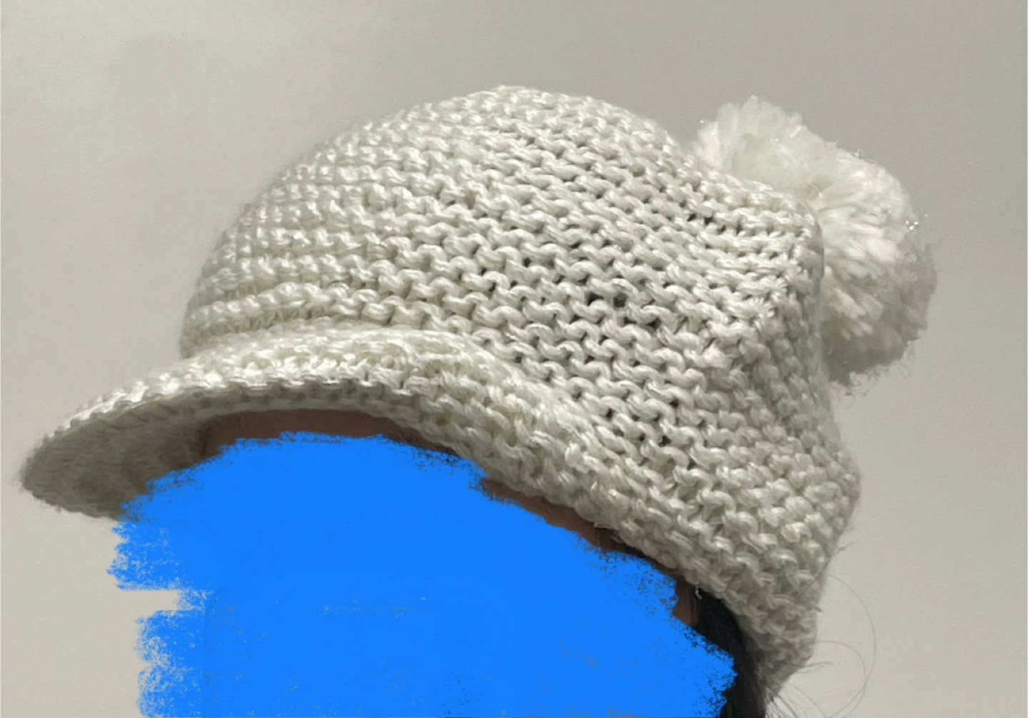 White Knit Beanie with Pom Pom - photo 3