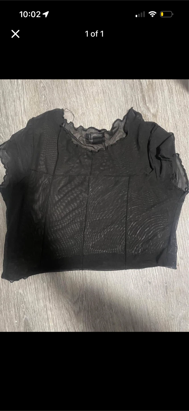 Black Mesh Cropped Top