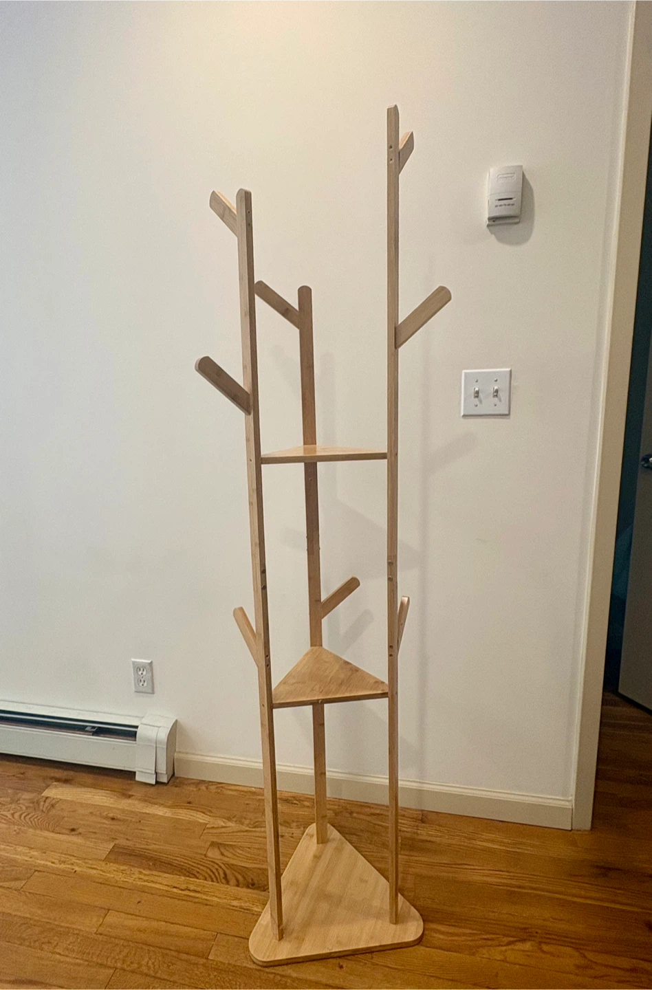 Bamboo  Coat Rack with Shelves