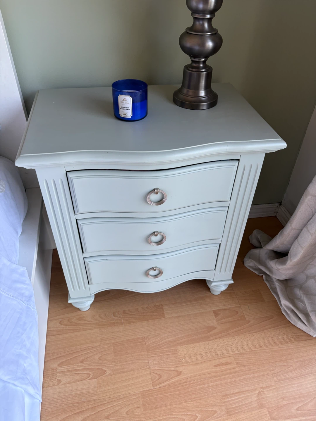 2 sage green 3 drawer nightstands - photo 2