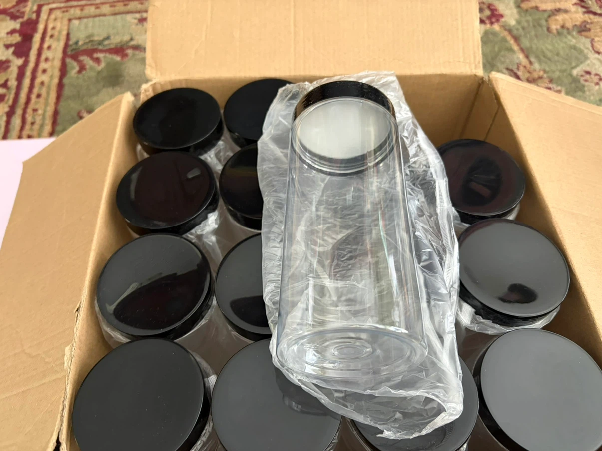 New 16 pack 16 oz Round Clear Plastic Storage Jars with Lid - photo 2
