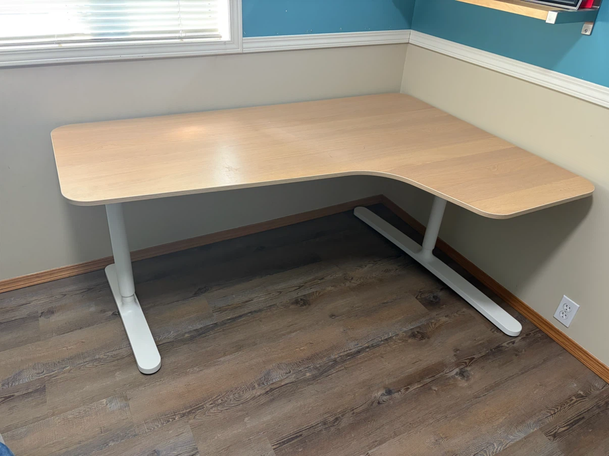 IKEA BEKANT L-Shaped Corner Desk – White Stained Oak Veneer/Whit - photo 3