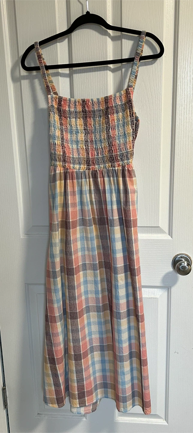 Old Navy Plaid Smocked Sleeveless Midi Dress Large