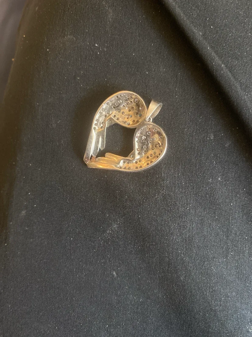 SIG 925 sterling silver angel wing heart pendant - photo 2