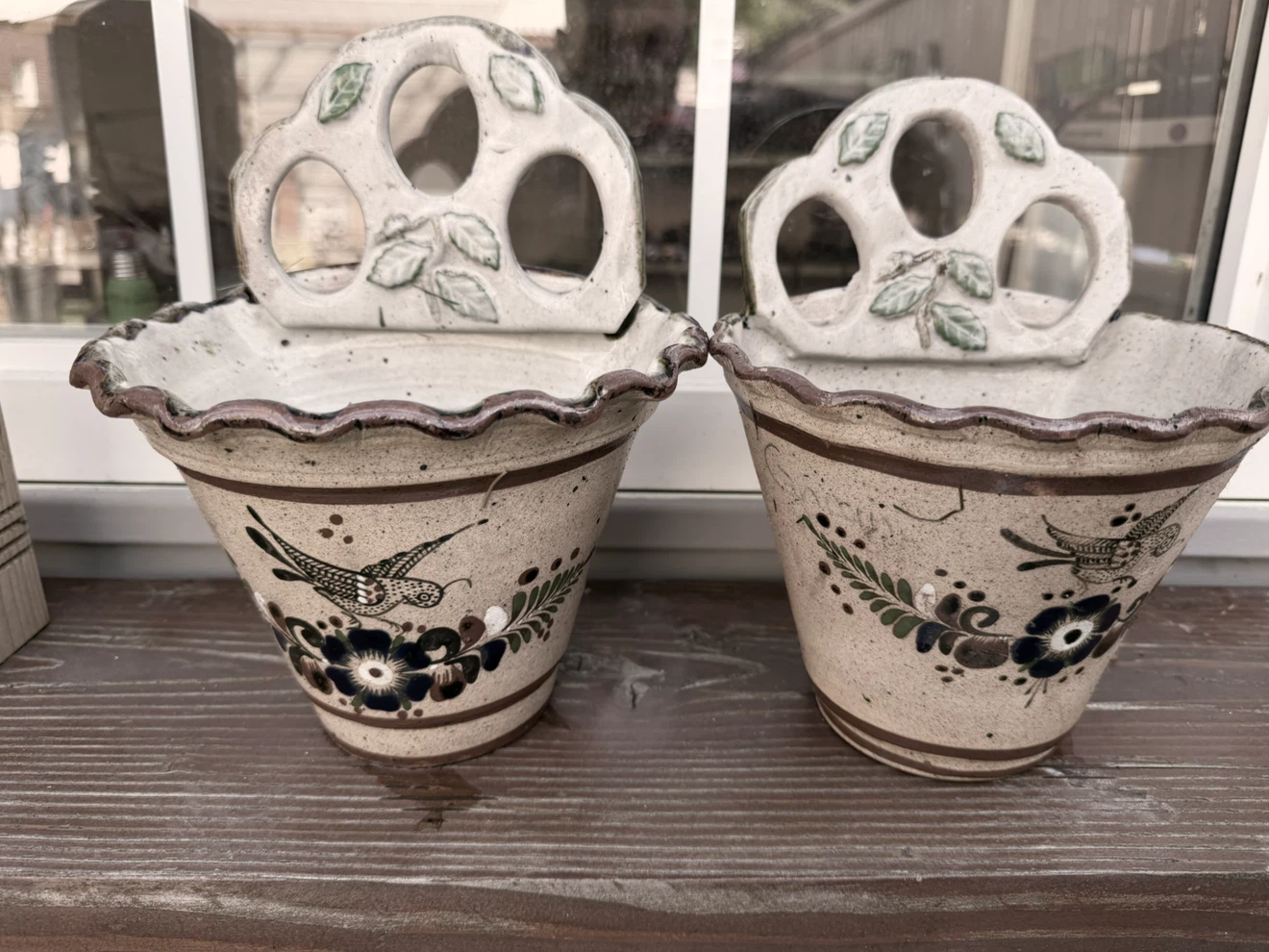 Vintage Ceramic Hanging Planters - Pair