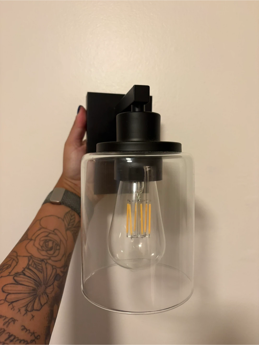Rechargable Black Glass Wall Sconce