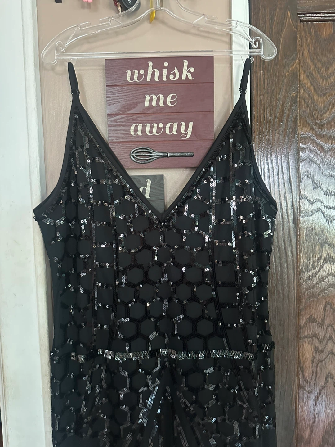 Black V-Neck Sequin Sleeveless Maxi Dress - photo 2