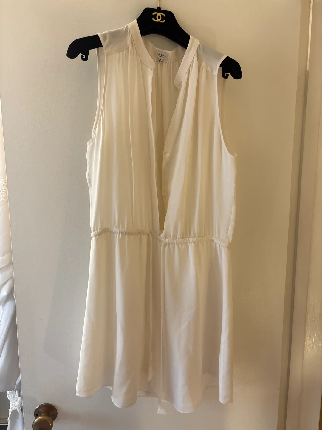 Babaton 100% Silk Sleeveless Dress Medium White - photo 3