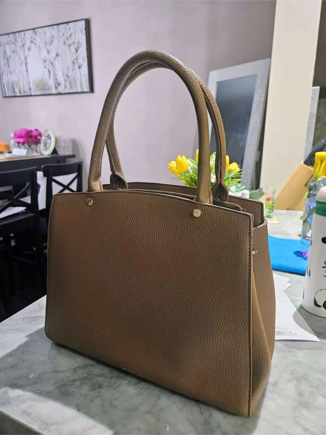 Brown Faux Leather Tote Bag with Bow - NEED TO SELL EVERYTHING - photo 2