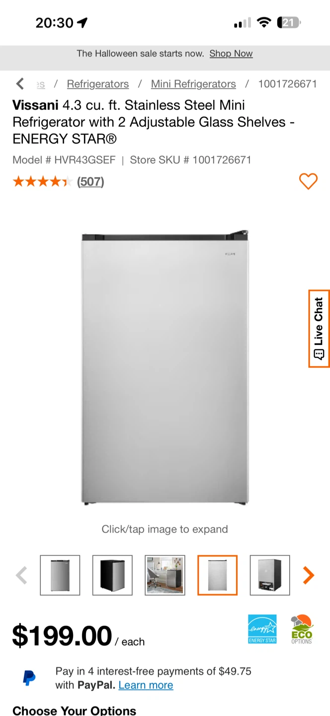 Vissani Stainless Steel Mini Refrigerator - photo 4