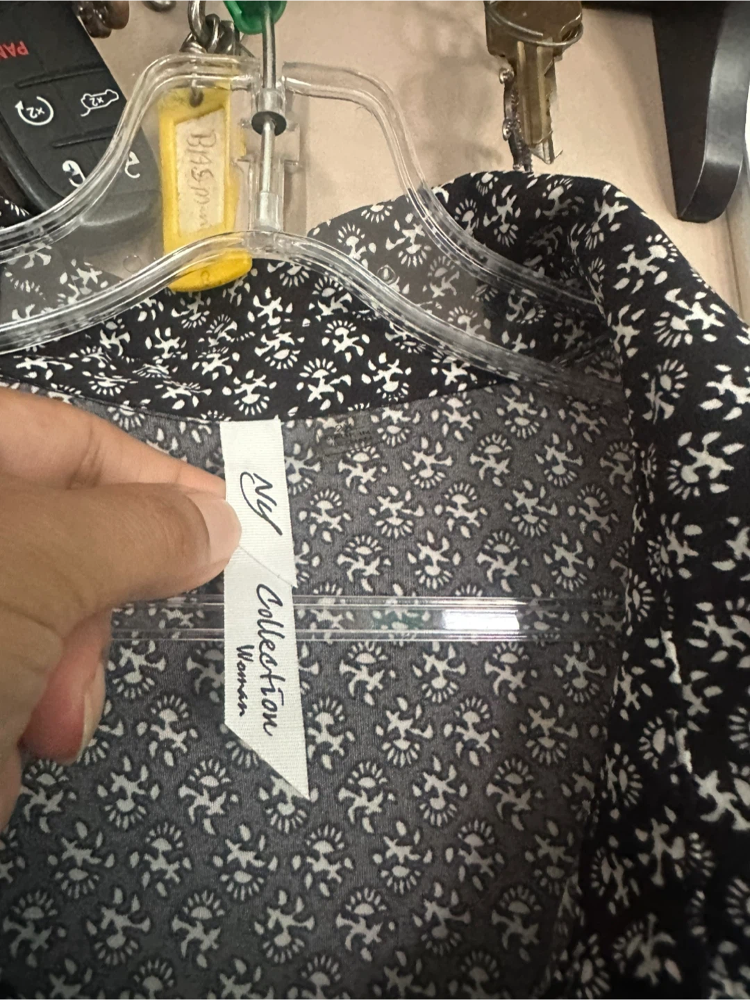 NY Collection Black Printed Midi Shirt Dress with White Border - photo 3