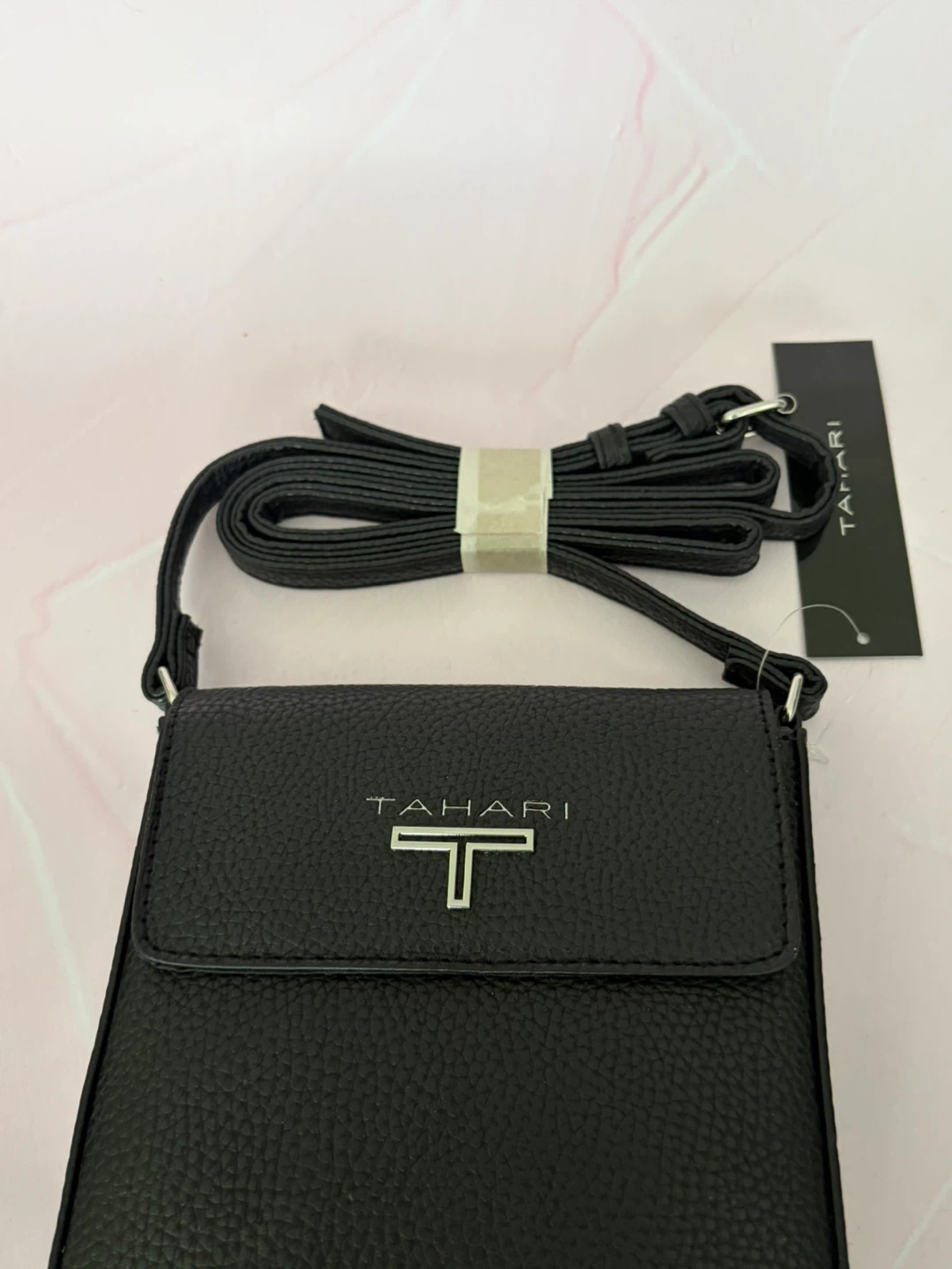 New Tahari Black Pebbled Faux Leather Crossbody Bag - photo 2