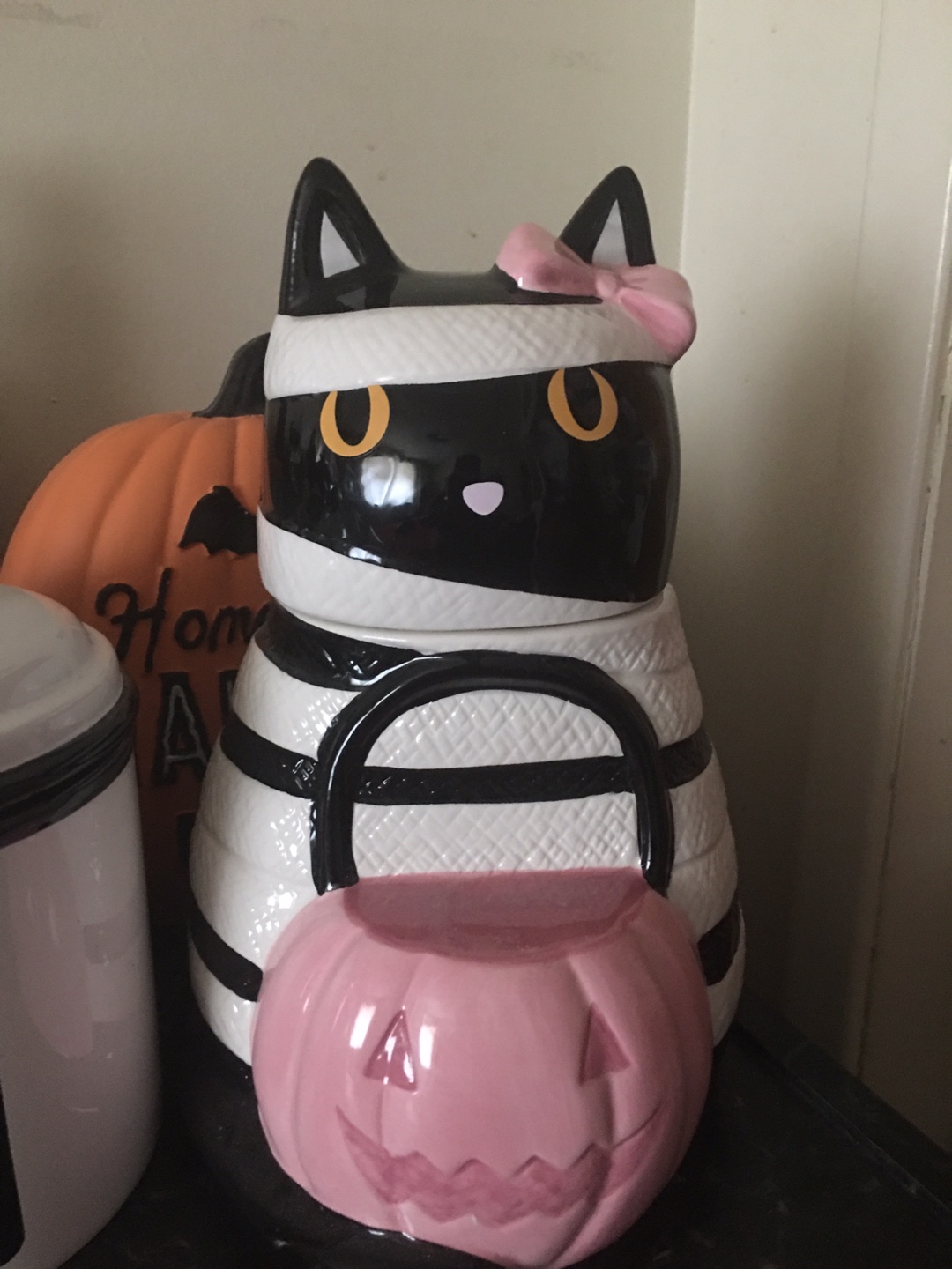 Halloween Black Cat Pumpkin Candy Jar - photo 3