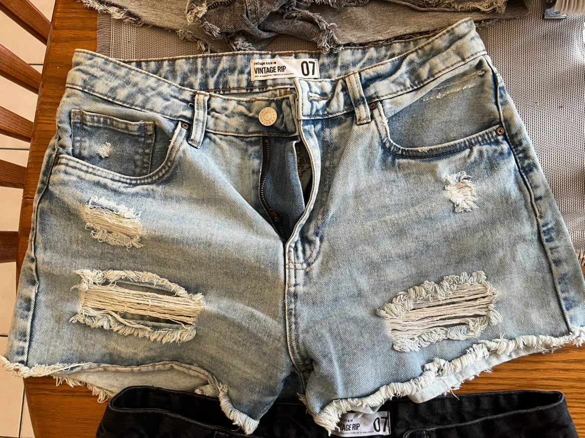 Vintage Rip Denim Shorts (Black, Grey, Light Blue) - photo 2