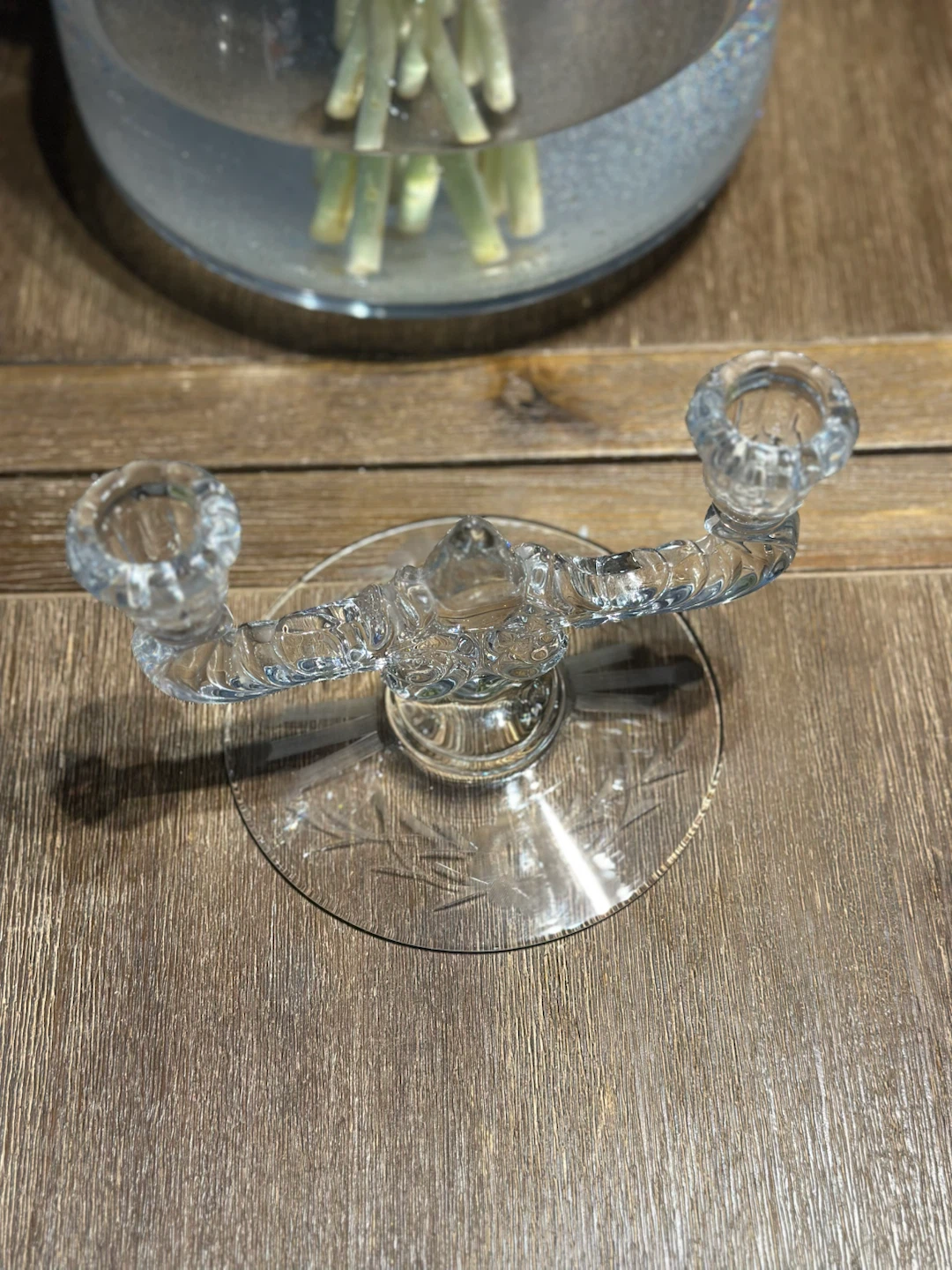 Vintage clear Glass Taper Candle Holder - photo 2