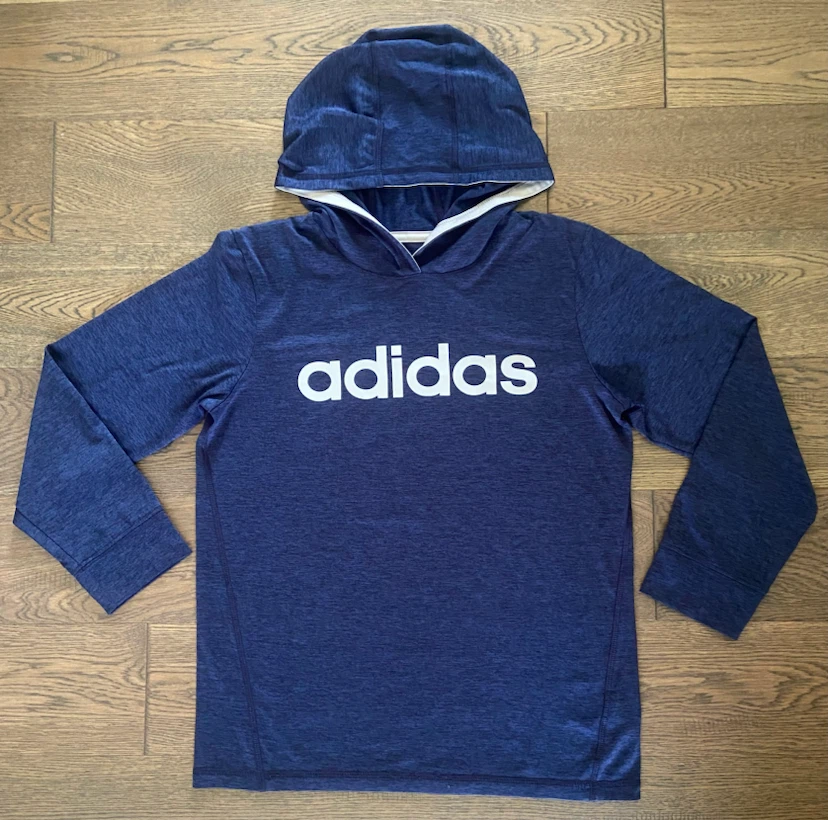 LIKE NEW: Boys Blue Adidas Light Athletic Hoodie 10-12 yrs