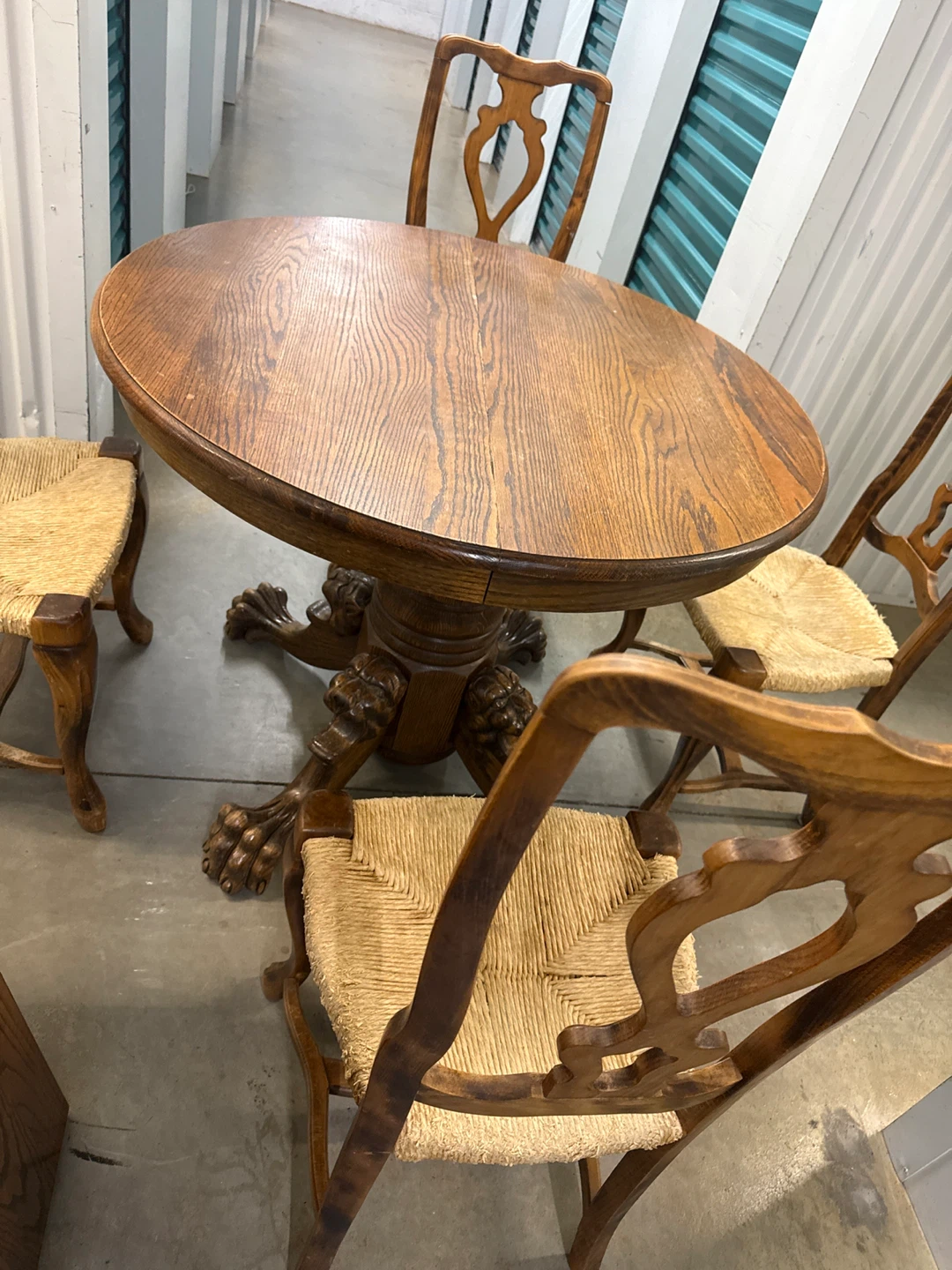 Vintage Oak Dining Table and Chairs Set with extension