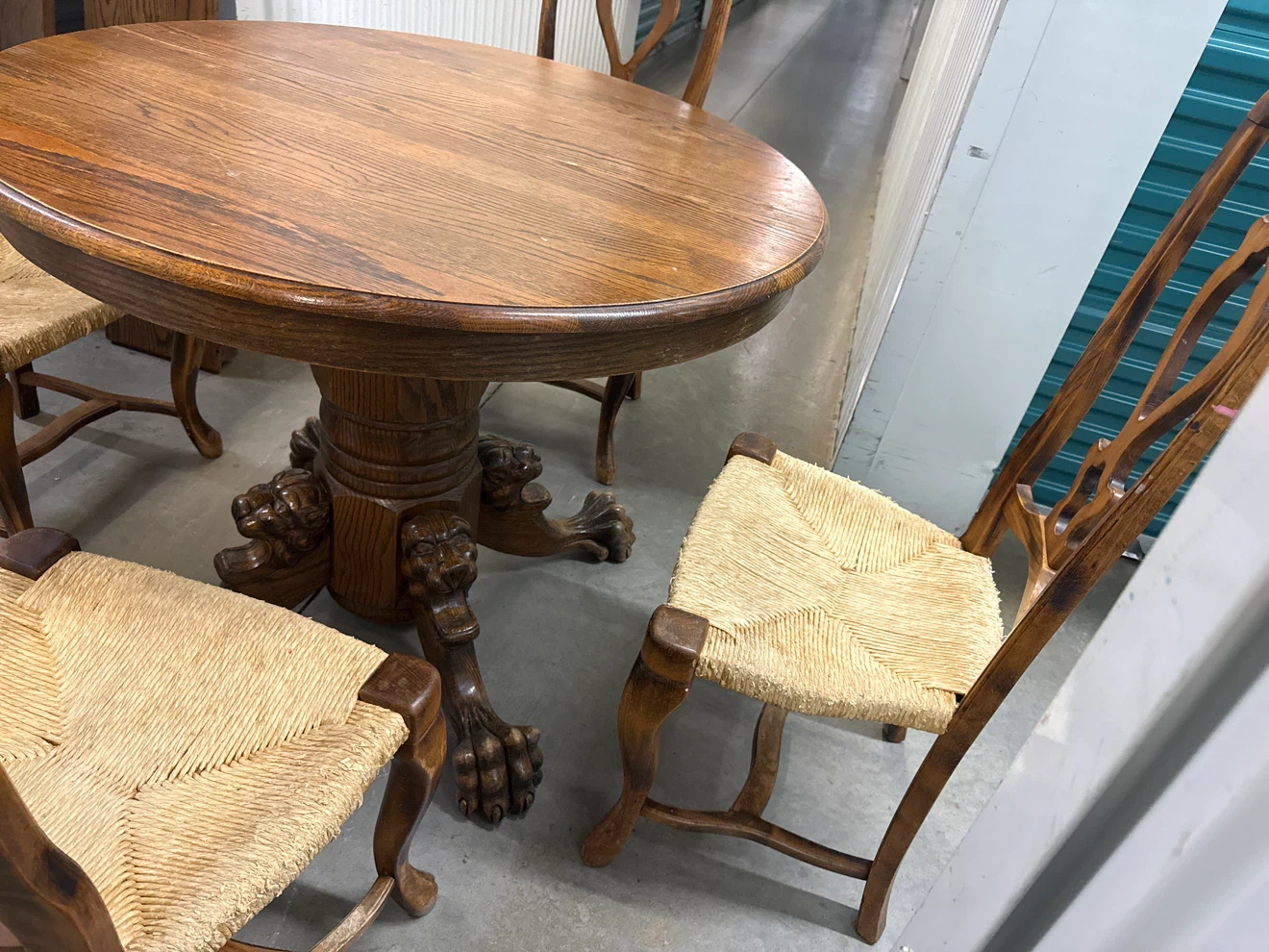 Vintage Oak Dining Table and Chairs Set with extension - photo 5