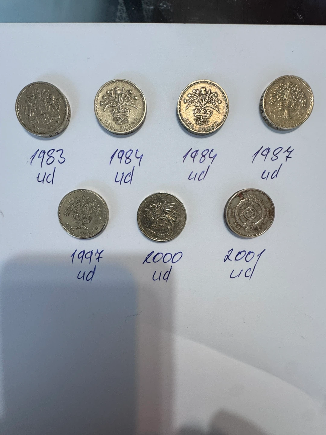 Collection of British Pounds upside down (1983-2001) - photo 2