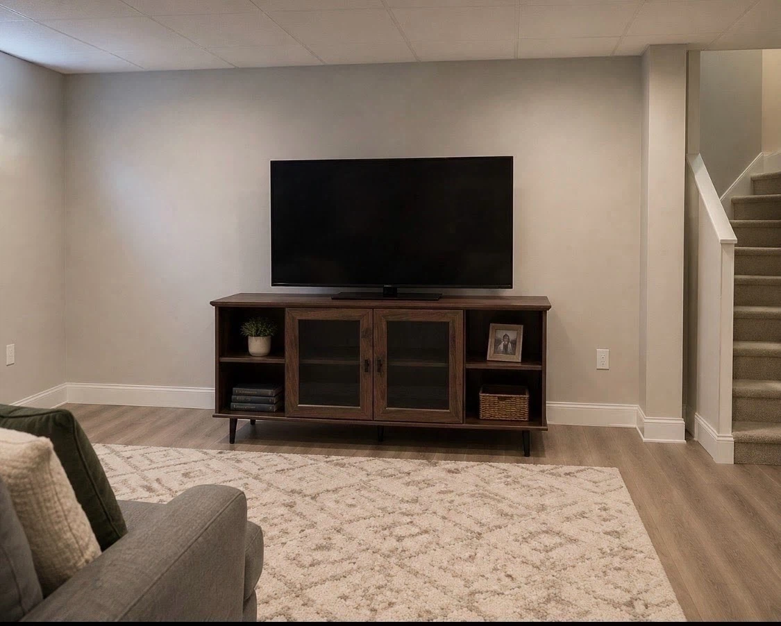 New Storage TV Stand Console - Color: Walnut