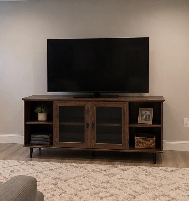 New Storage TV Stand Console - Color: Walnut - photo 2