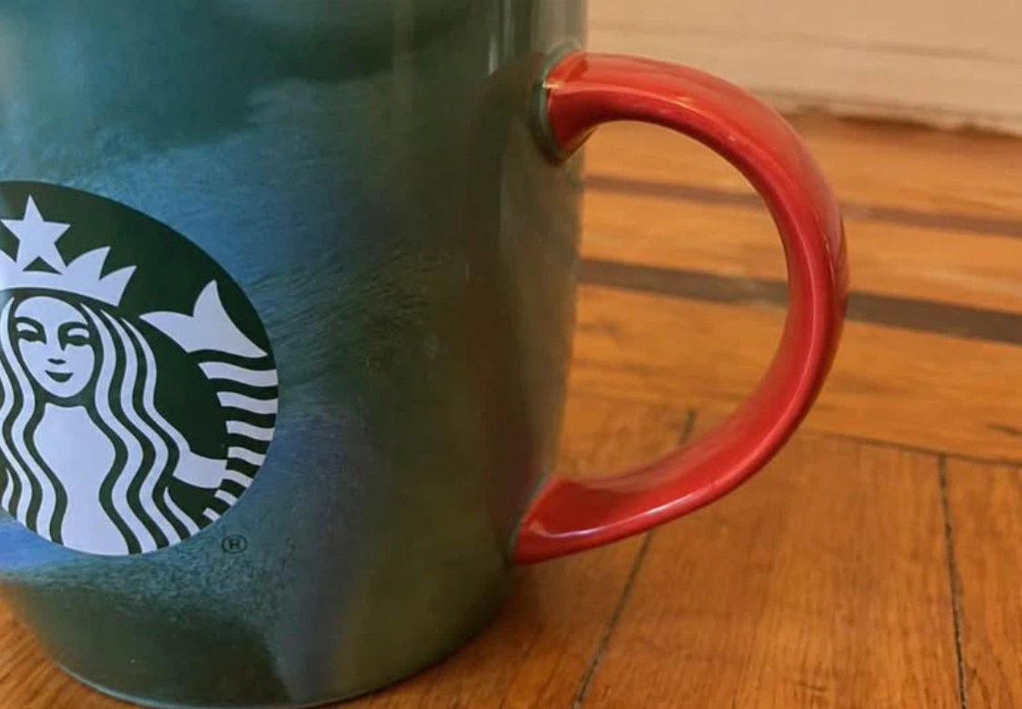 Starbucks Green Swirl Mug with Red Handle - photo 2