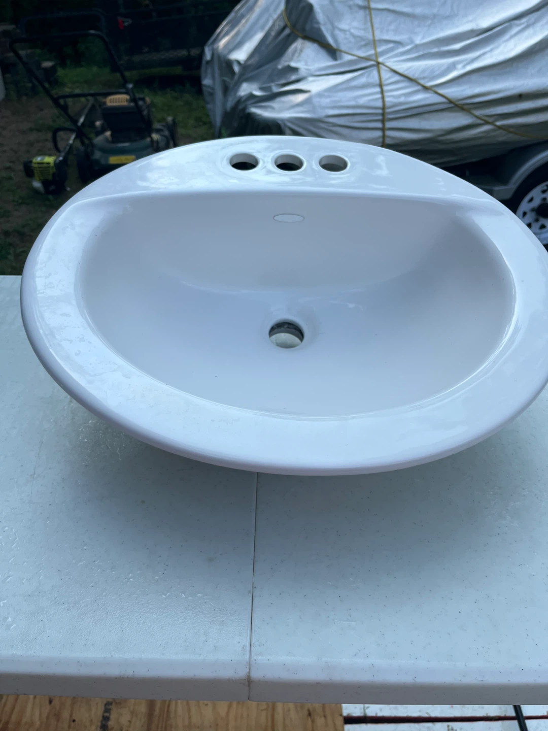 White Oval Vessel Bathroom Sink - photo 2