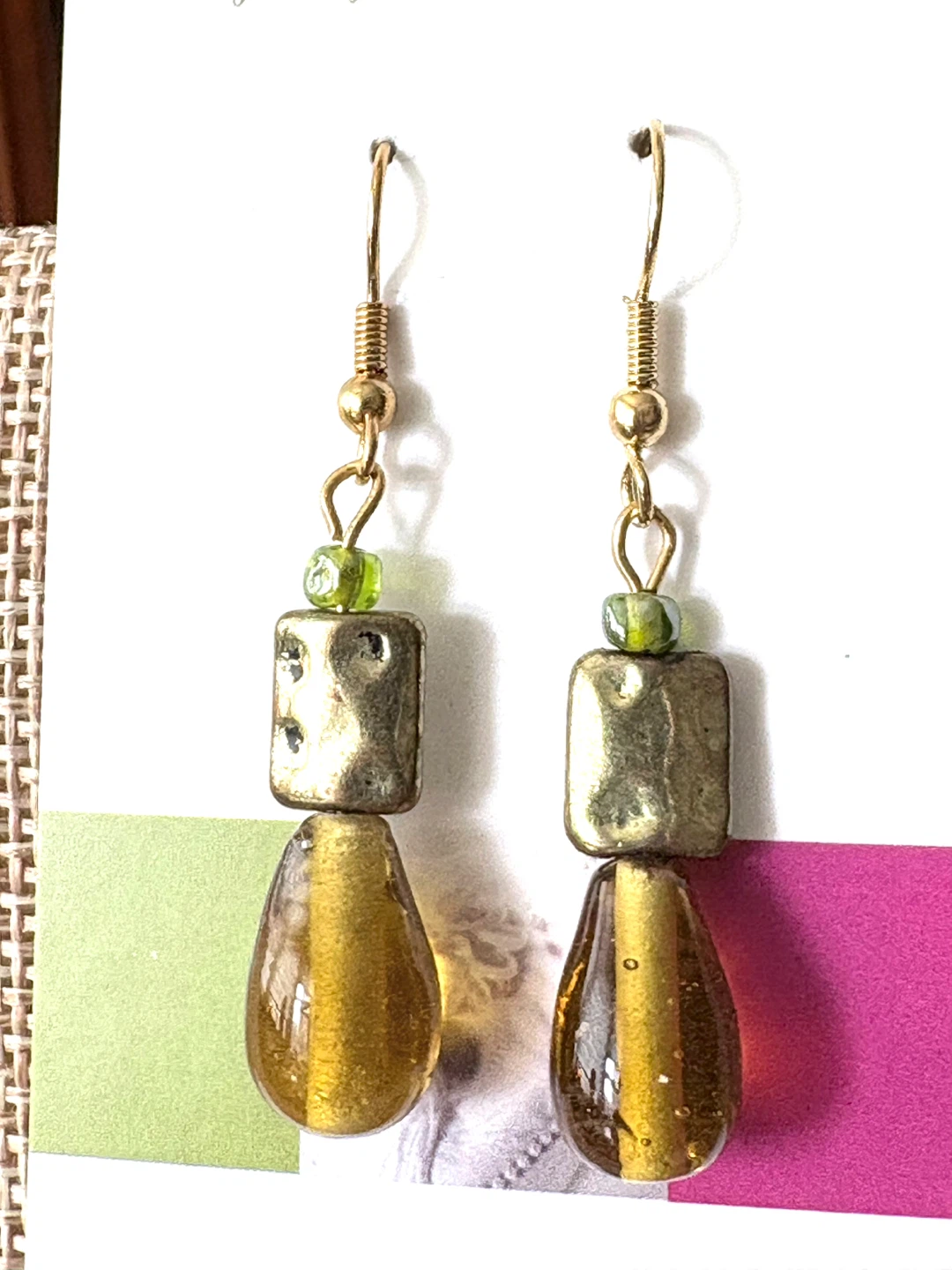 Golden drop earrings, new