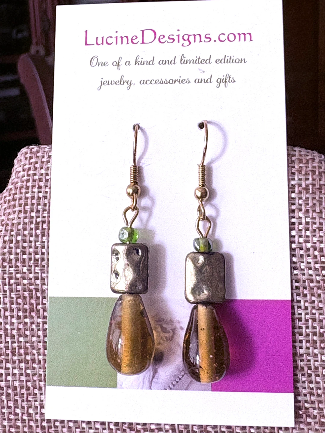 Golden drop earrings, new - photo 2