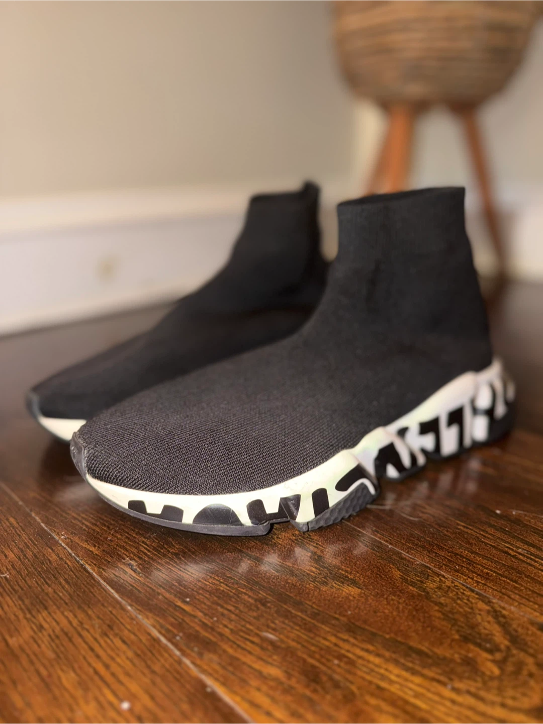 Balenciaga Speed Midsole Graffiti Sneaker Black White - photo 2
