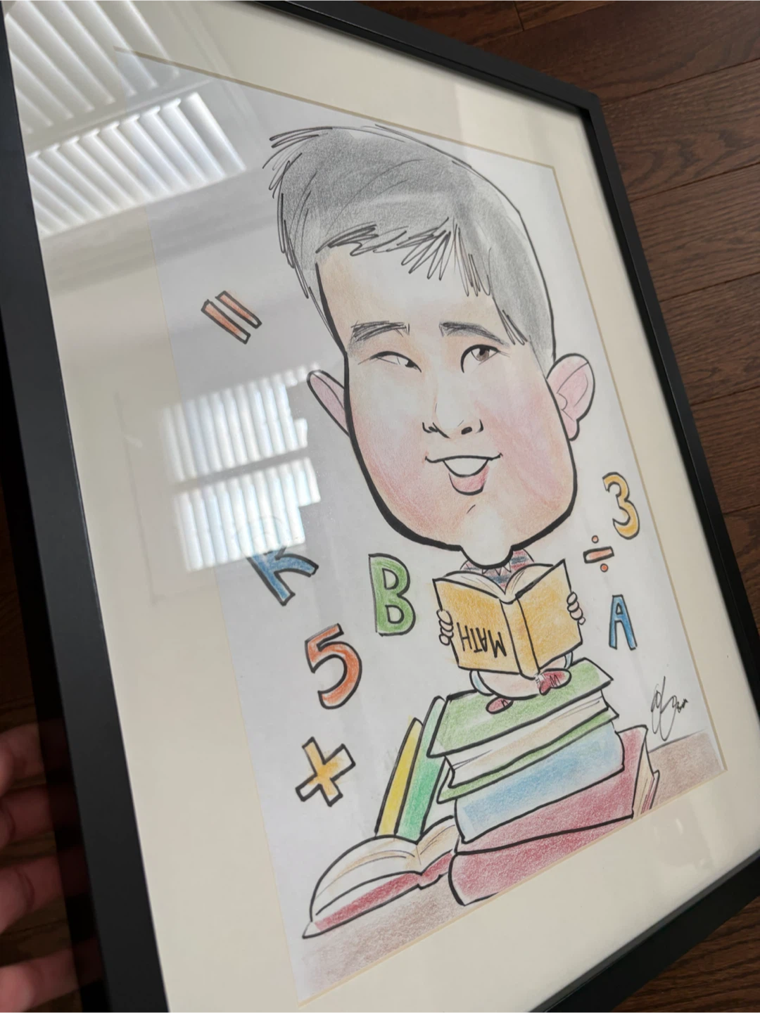 Glass Black Frame 16.5” x 20.5” w/ Caricature Picture